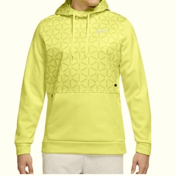 Nike men's size Large thermal B yellow all over print fleece hoodie - Picture 1 of 10